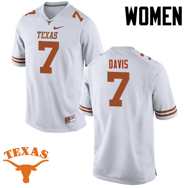 Women #7 Antwuan Davis Texas Longhorns College Football Jerseys-White